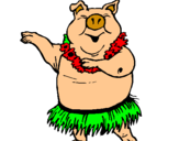 Dibujo Cerdo hawaiano pintado por sarull