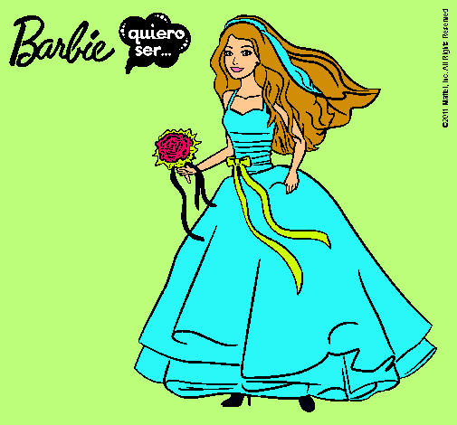 Dibujo Barbie vestida de novia pintado por nereag1