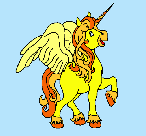 Dibujo Unicornio con alas pintado por -popi-