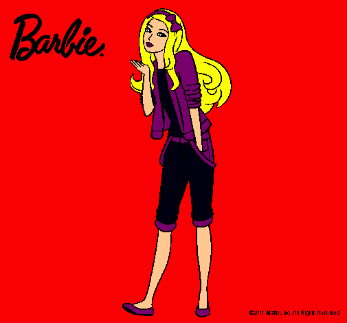 Dibujo Barbie con look casual pintado por amalia