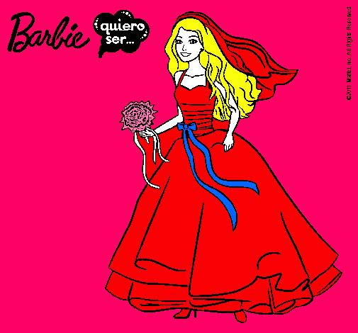 Dibujo Barbie vestida de novia pintado por zumi