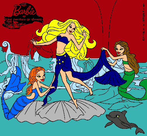 Dibujo Barbie con sirenas pintado por amalia