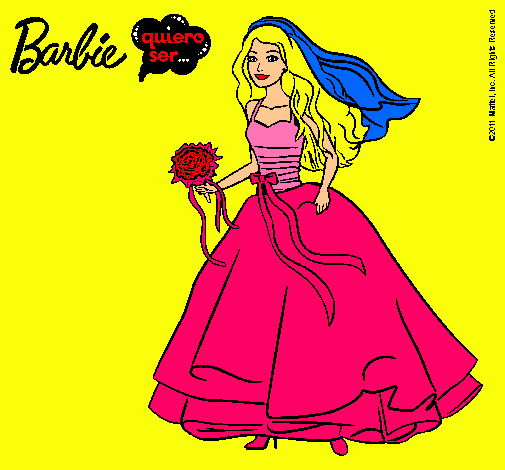 Dibujo Barbie vestida de novia pintado por amalia