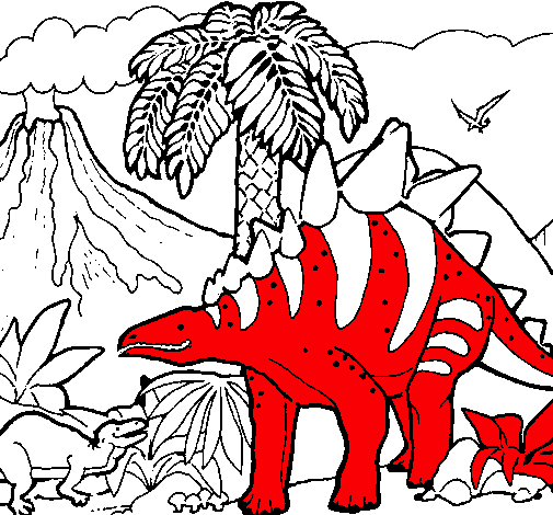 Dibujo Familia de Tuojiangosaurios pintado por luciagonzalez