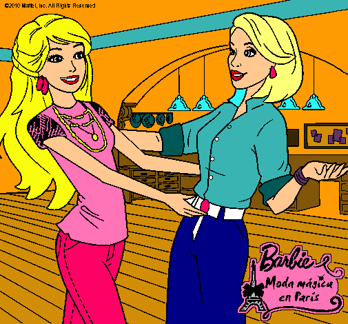 Dibujo Barbie y su amiga pintado por merrymerry