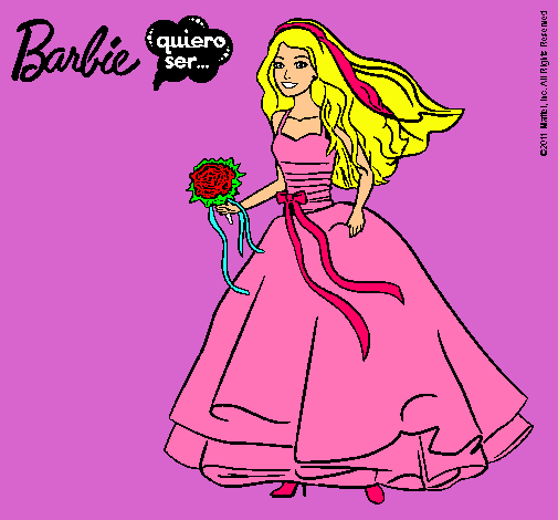 Dibujo Barbie vestida de novia pintado por ayelen9