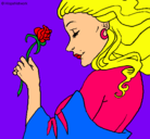 Dibujo Princesa con una rosa pintado por qwert