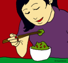 Dibujo Comiendo arroz pintado por nayaa