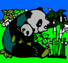 Dibujo Mama panda pintado por carolina2001