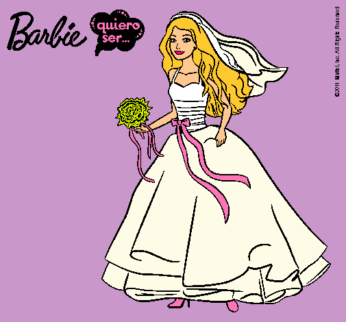 Dibujo Barbie vestida de novia pintado por terenoa2