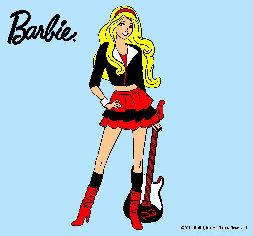 Dibujo Barbie rockera pintado por -popi-