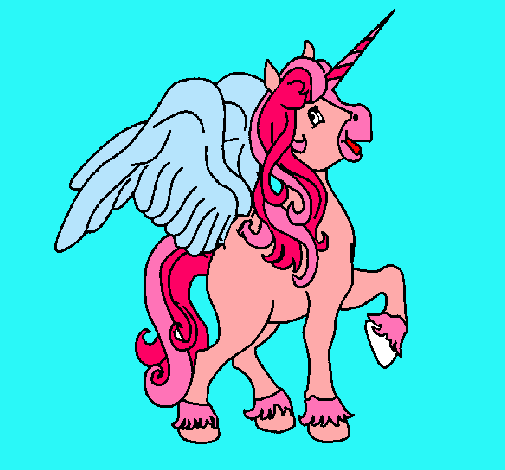 Dibujo Unicornio con alas pintado por -popi-