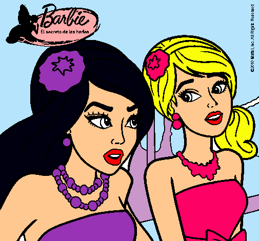 Dibujo Barbie y su amiga pintado por Amadix