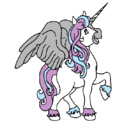 Dibujo Unicornio con alas pintado por colette