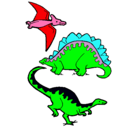 Dibujo Tres clases de dinosaurios pintado por BASTY4