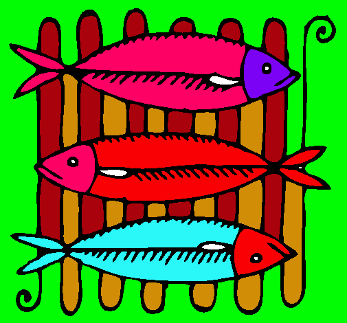 Dibujo Pescado a la brasa pintado por RocioAnto