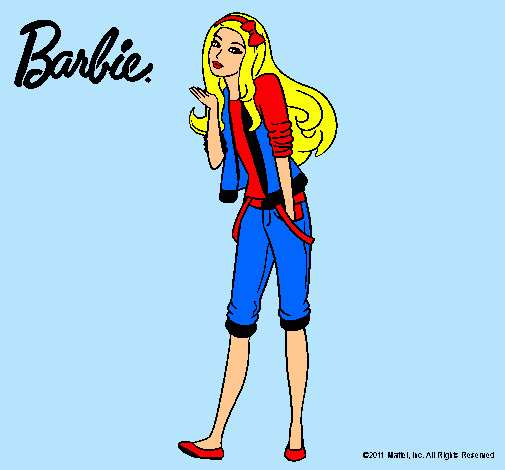 Dibujo Barbie con look casual pintado por -popi-