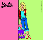 Dibujo Barbie con cazadora de cuadros pintado por CLAUDIAB