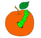 Dibujo Manzana con gusano pintado por nashesa