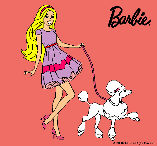 Dibujo Barbie paseando a su mascota pintado por merrymerry