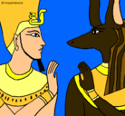 Dibujo Ramsés y Anubis pintado por Trapito
