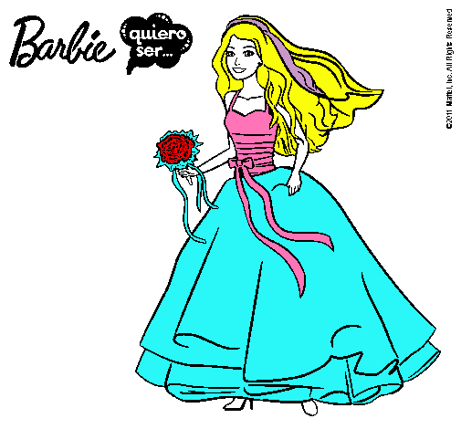 Dibujo Barbie vestida de novia pintado por luna2010