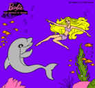 Dibujo Barbie jugando con un delfín pintado por Milii