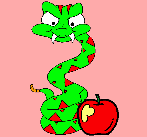 Dibujo Serpiente y manzana pintado por ashleyp