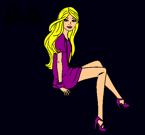 Dibujo Barbie sentada pintado por amalia