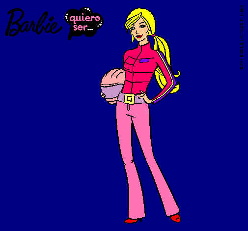 Dibujo Barbie piloto de motos pintado por merrymerry