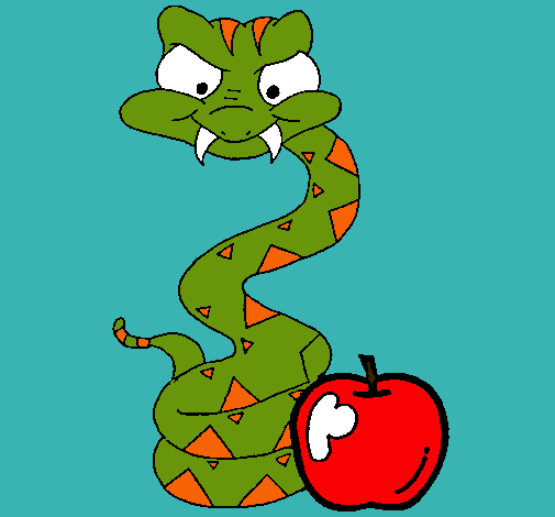 Dibujo Serpiente y manzana pintado por fanyjazmin