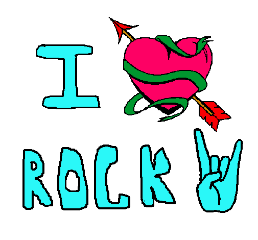 Dibujo I love rock pintado por ADALBERTO