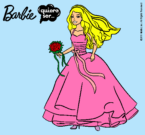 Dibujo Barbie vestida de novia pintado por pamelita6