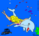 Dibujo Barbie y delfín pintado por greydiiana