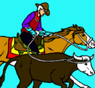 Dibujo Vaquero y vaca pintado por rodeo