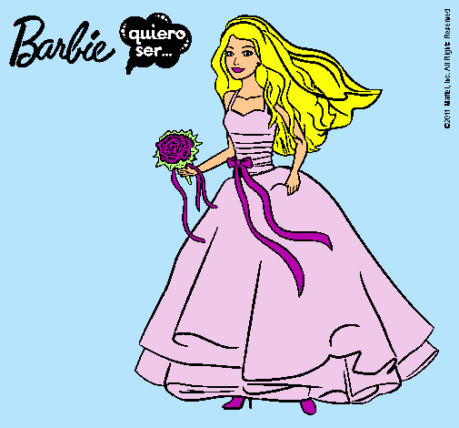 Dibujo Barbie vestida de novia pintado por ladygatita