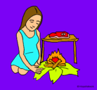 Dibujo Mujer cocinando pintado por eiza 