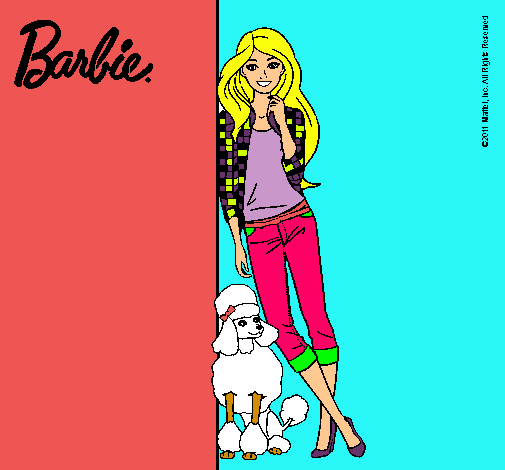 Dibujo Barbie con cazadora de cuadros pintado por merrymerry