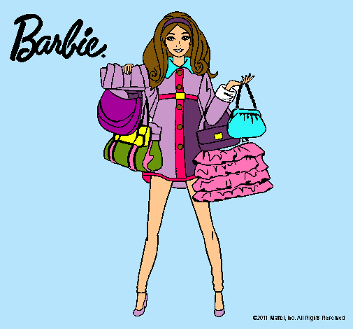 Dibujo Barbie de compras pintado por bichicleta