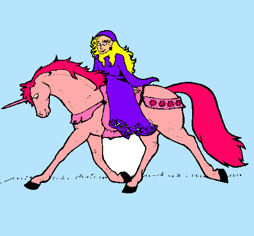 Dibujo Princesa en unicornio pintado por -popi-