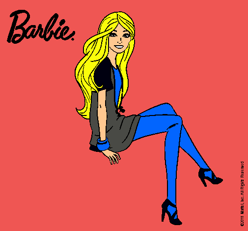 Dibujo Barbie sentada pintado por iari