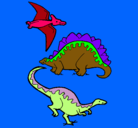 Dibujo Tres clases de dinosaurios pintado por ELVIN