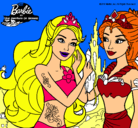 Dibujo Barbie se despiede de la reina sirena pintado por siena
