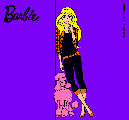 Dibujo Barbie con cazadora de cuadros pintado por amalia