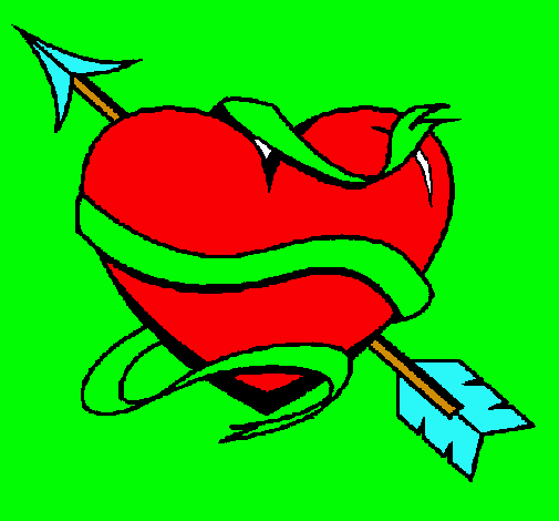 Dibujo Corazón con flecha pintado por celestina