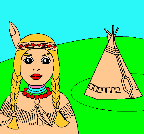 Dibujo India y tepee pintado por wizthe