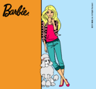 Dibujo Barbie con cazadora de cuadros pintado por -Andrea