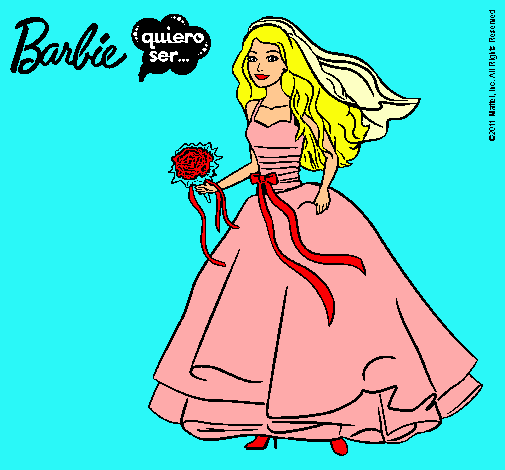 Dibujo Barbie vestida de novia pintado por zaira223