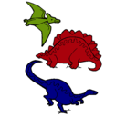 Dibujo Tres clases de dinosaurios pintado por eddiguerrero