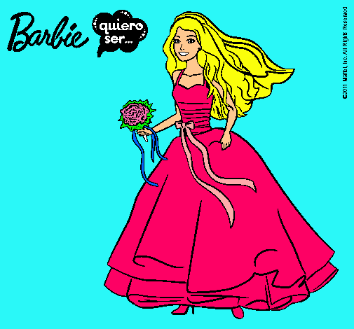 Dibujo Barbie vestida de novia pintado por aixhua